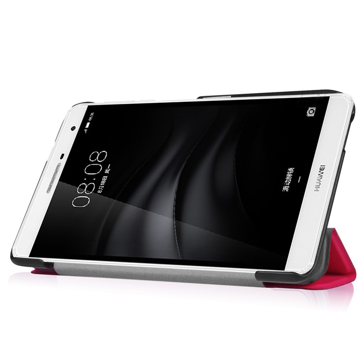 Tri-fold Stand PU Leather Shell for Huawei MediaPad M2 7.0 - Rose-5