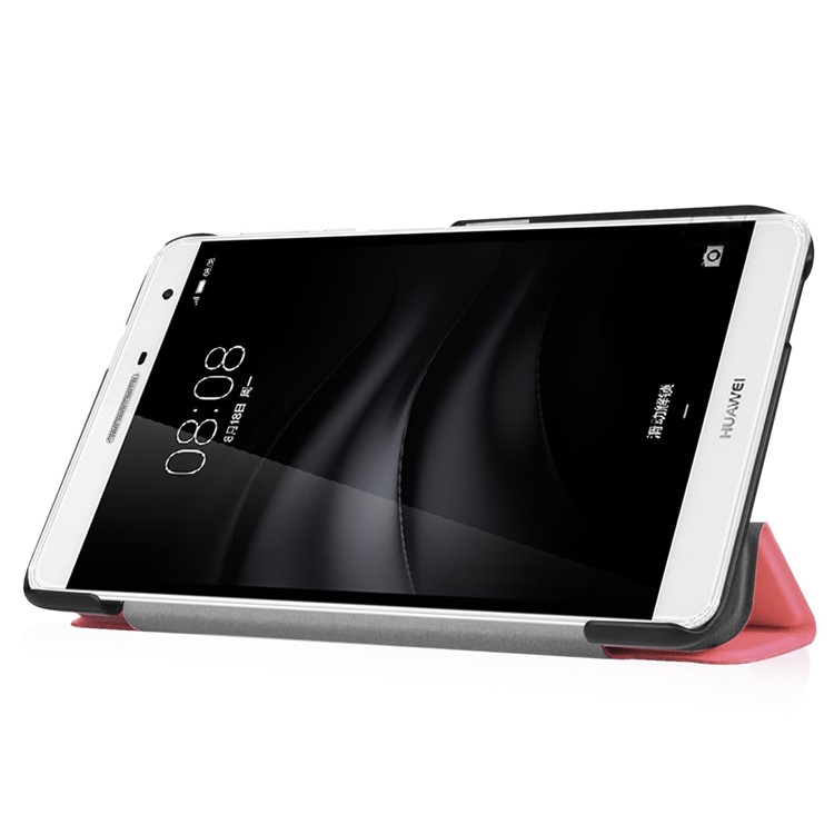 Tri-fold Stand PU Leather Case for Huawei MediaPad M2 7.0 - Pink-5