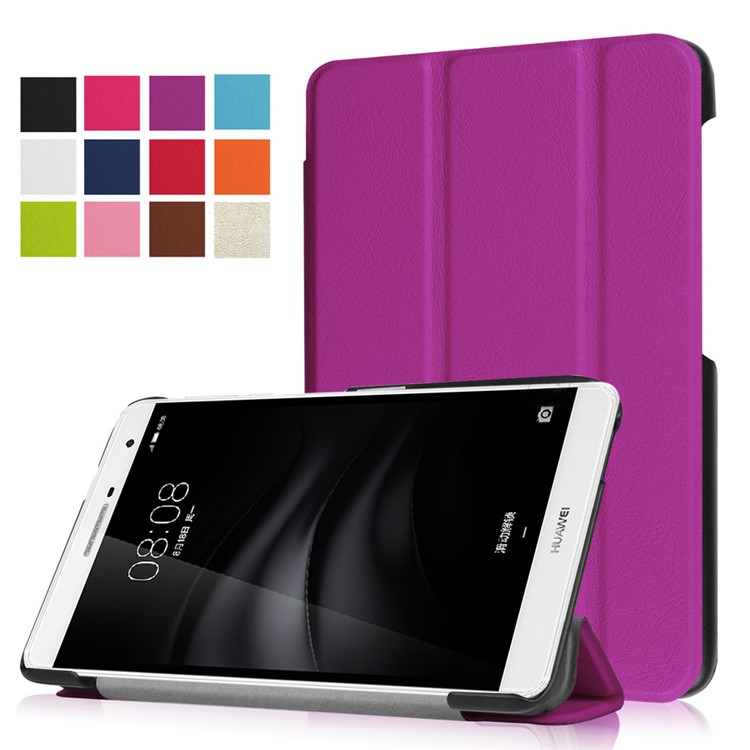 Tri-fold Stand Leather Case for Huawei MediaPad M2 7.0 - Purple-1