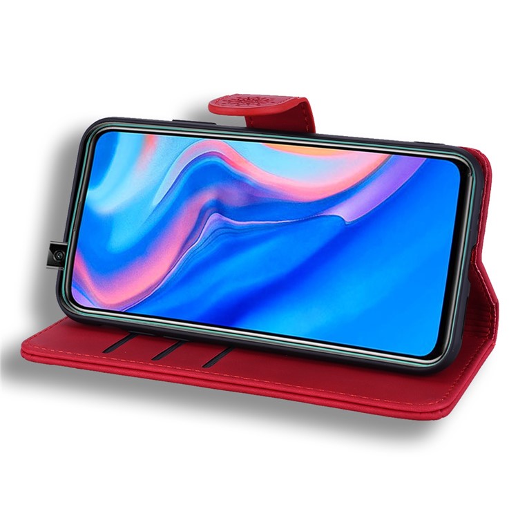 Imprint Flower Wallet Stand Leather Case for Huawei P Smart (2019) - Red-11