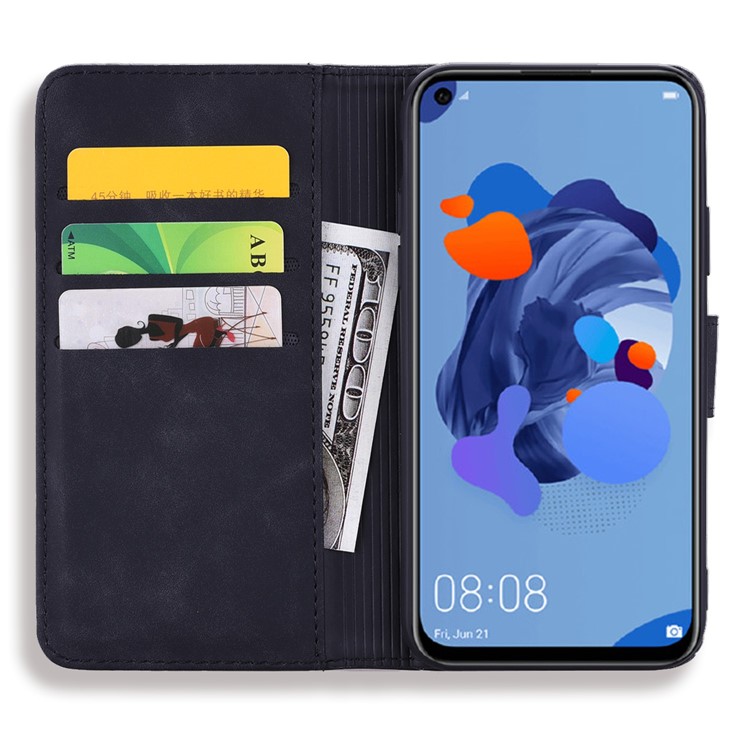 Imprint Flower Leather Wallet Case for Huawei P20 lite (2019) / nova 5i - Black-12