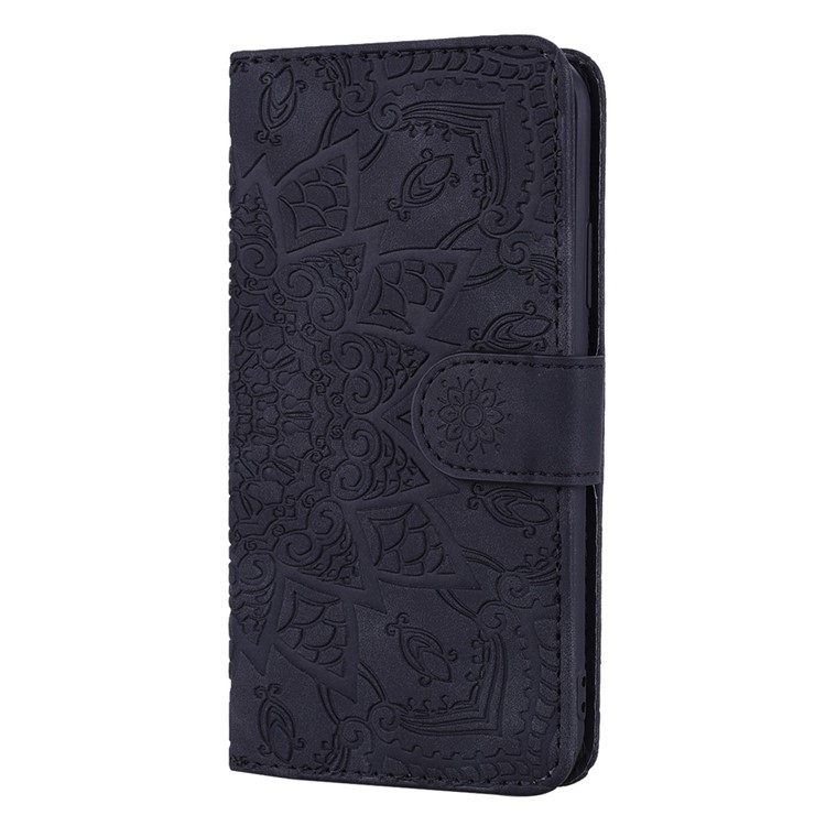 Imprint Flower Leather Wallet Case for Huawei P20 lite (2019) / nova 5i - Black-2