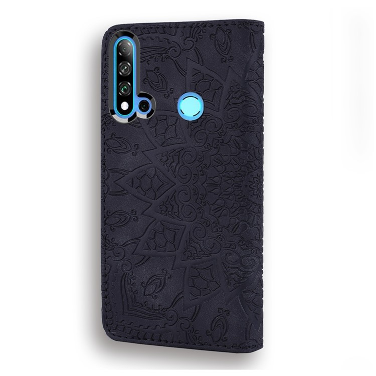 Imprint Flower Leather Wallet Case for Huawei P20 lite (2019) / nova 5i - Black-3