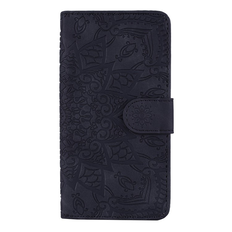 Imprint Flower Leather Wallet Case for Huawei P20 lite (2019) / nova 5i - Black-4