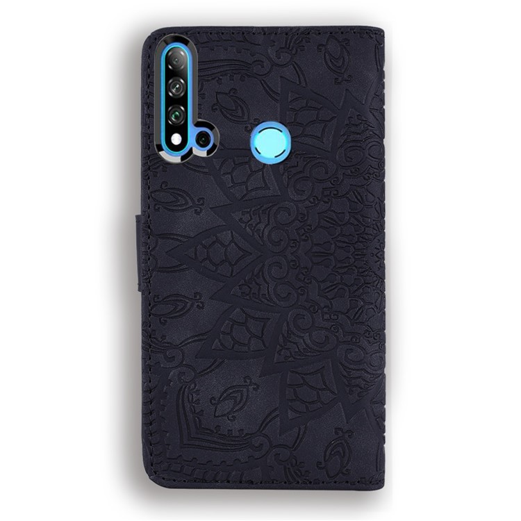 Imprint Flower Leather Wallet Case for Huawei P20 lite (2019) / nova 5i - Black-5