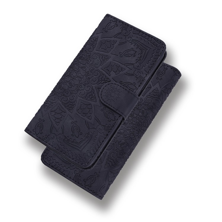 Imprint Flower Leather Wallet Case for Huawei P20 lite (2019) / nova 5i - Black-6