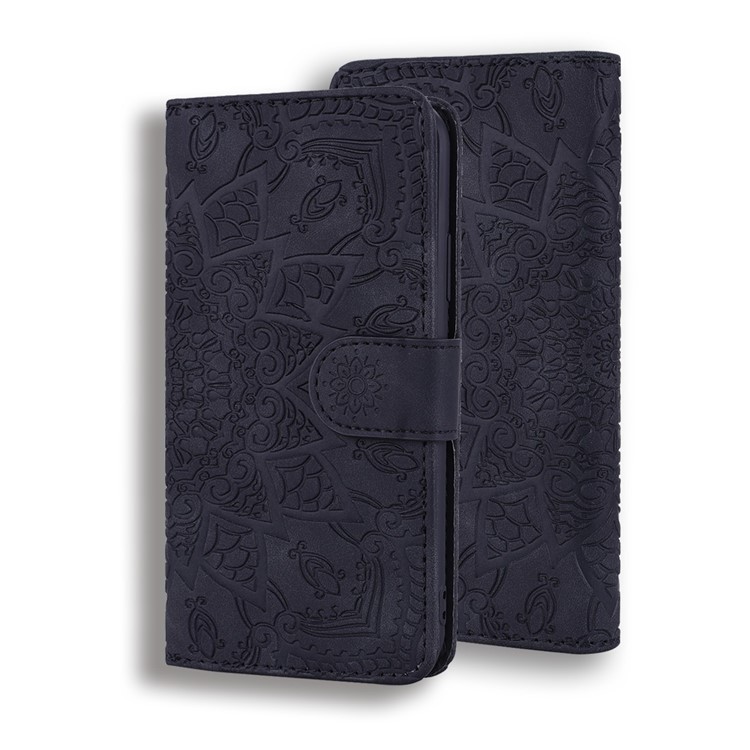 Imprint Flower Leather Wallet Case for Huawei P20 lite (2019) / nova 5i - Black-7