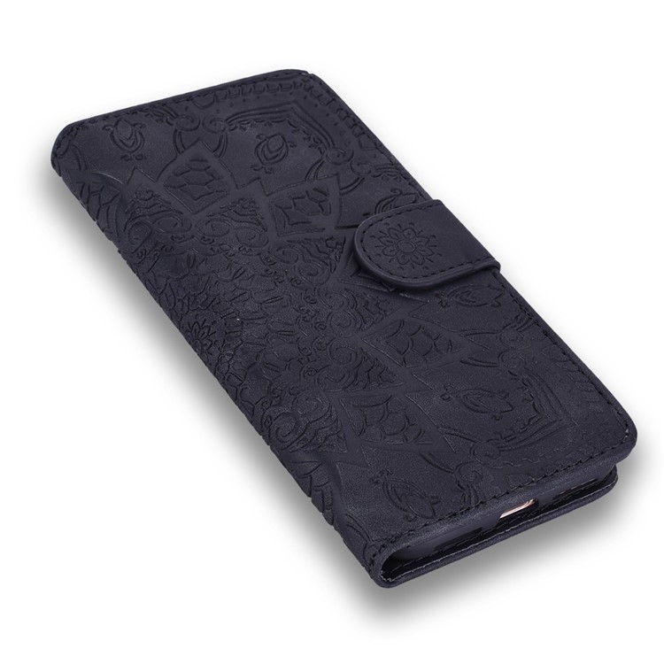 Imprint Flower Leather Wallet Case for Huawei P20 lite (2019) / nova 5i - Black-8