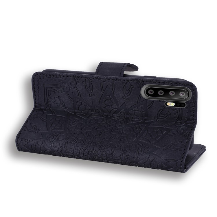 Imprint Mandala Flower Stand Wallet Leather Case Shell Cover for Huawei P30 Pro - Black-9