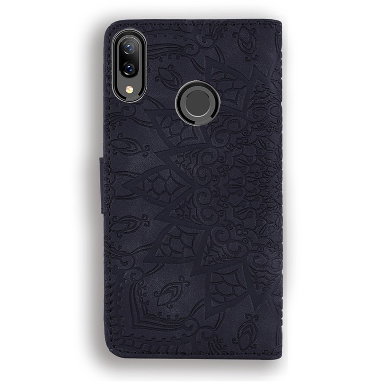 Imprint Mandala Flower Stand Wallet Leather Case Shell Cover for Huawei Y7 (2019) / Y7 Prime (2019) - Black-5