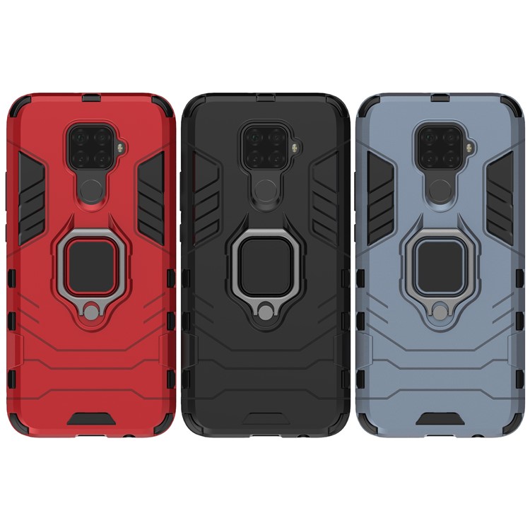 Suporte De Anel De Guarda Legal Kickstand PC TPU Caso Híbrido Para Huawei Mate 30 Lite / Nova 5i Pro - Preto-10