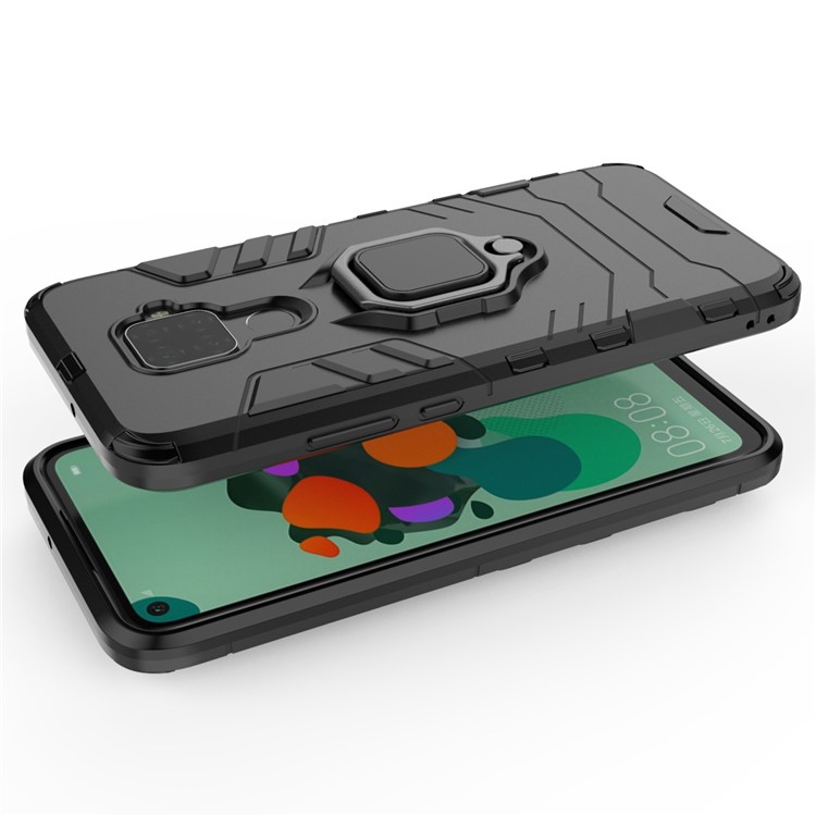 Suporte De Anel De Guarda Legal Kickstand PC TPU Caso Híbrido Para Huawei Mate 30 Lite / Nova 5i Pro - Preto-5