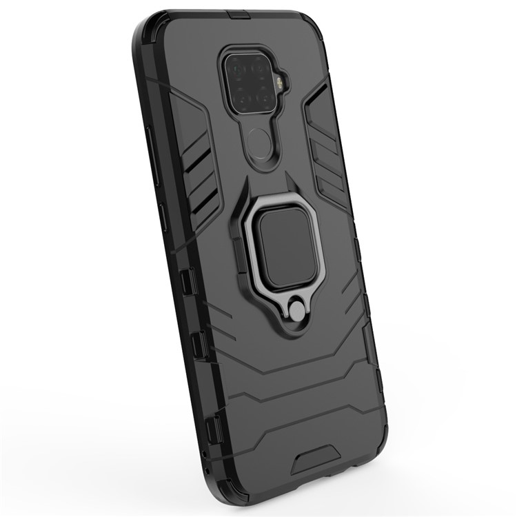 Suporte De Anel De Guarda Legal Kickstand PC TPU Caso Híbrido Para Huawei Mate 30 Lite / Nova 5i Pro - Preto-6