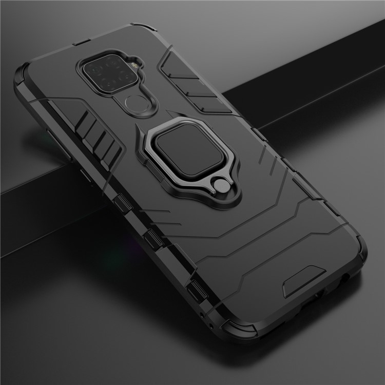 Suporte De Anel De Guarda Legal Kickstand PC TPU Caso Híbrido Para Huawei Mate 30 Lite / Nova 5i Pro - Preto-9