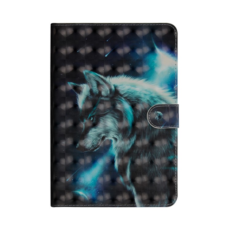 Printing Style Light Spot Decor Leather Wallet Phone Cover for Huawei MediaPad M6 10.8-inch - Wolf-2