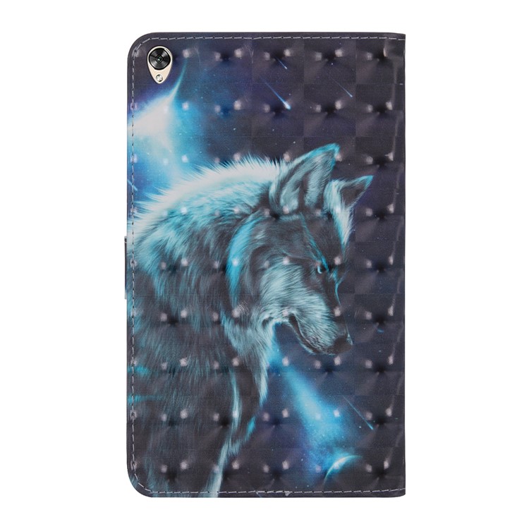 Printing Style Light Spot Decor Leather Wallet Phone Cover for Huawei MediaPad M6 10.8-inch - Wolf-3