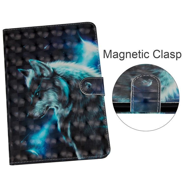 Printing Style Light Spot Decor Leather Wallet Phone Cover for Huawei MediaPad M6 10.8-inch - Wolf-9