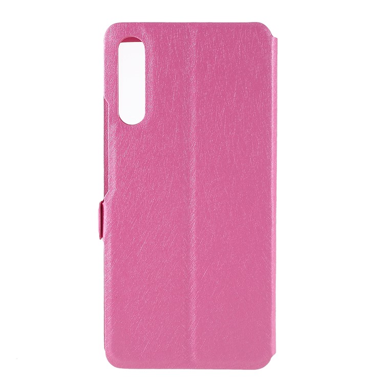 Silk Texture Dual Window Leather Stand Case for Huawei Honor 9X/9X Pro - Rose-12