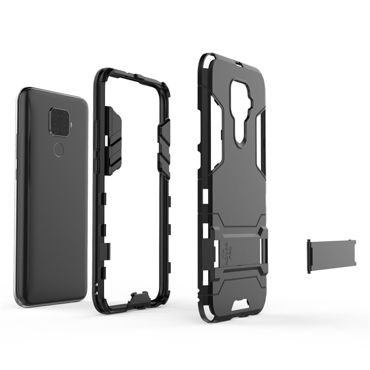 2-in-1 Plastic + TPU Hybrid Shell with Kickstand for Huawei Mate 30 Lite/Nova 5i Pro - Black-4