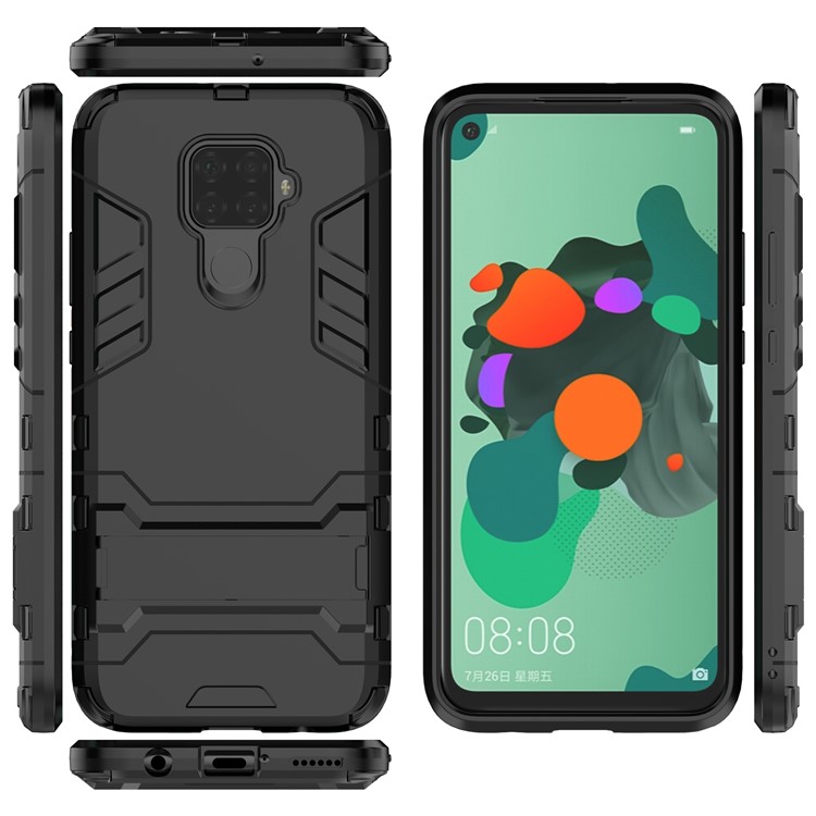 2-in-1 Plastic + TPU Hybrid Shell with Kickstand for Huawei Mate 30 Lite/Nova 5i Pro - Black-7