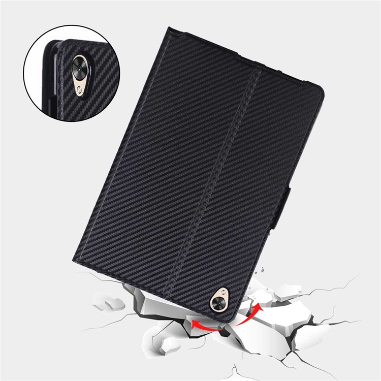 WY-1595A Ultra-thin Carbon Fiber Skin Stand Leather Tablet Cover for Huawei MediaPad M6 10.8-inch - Black-17