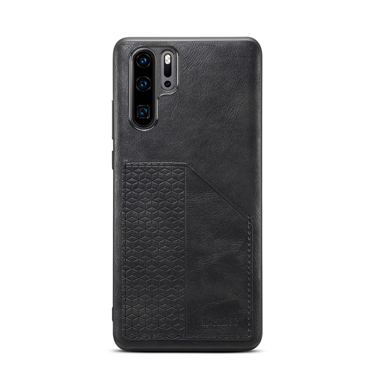 PU Leather Coated Flexi TPU Back Shell with Card Slot for Huawei P30 Pro - Black-2