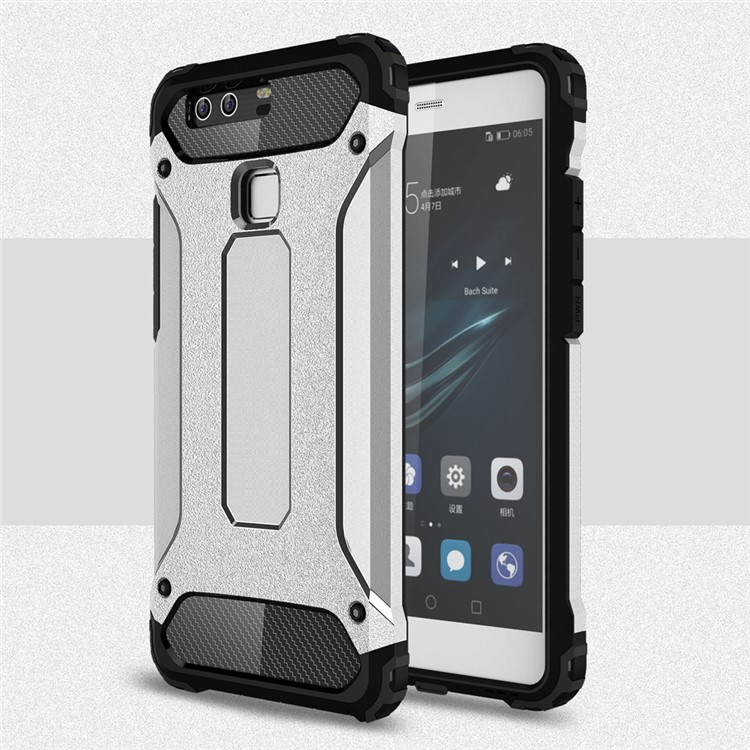 Armor Guard 2-in-1 PC TPU Hybrid Shell for Huawei P9 - Silver-1