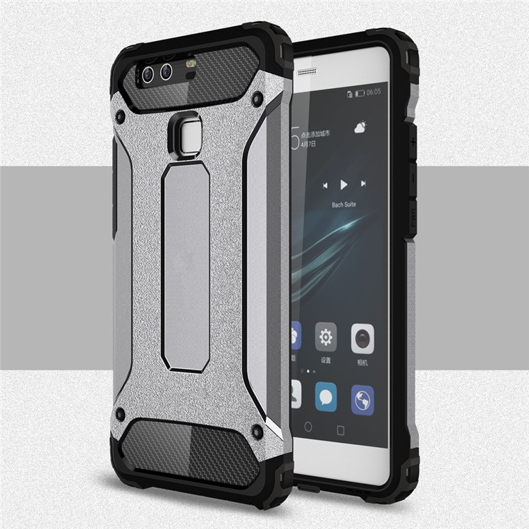 Armor Guard 2-in-1 PC TPU Hybrid Case for Huawei P9 - Grey-1