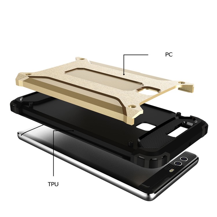 Armor Guard PC + TPU Combo Case Protector for Huawei P9 - Gold-3
