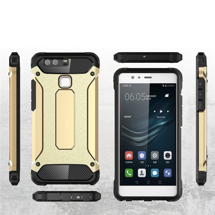 Armor Guard PC + TPU Combo Case Protector for Huawei P9 - Gold-6