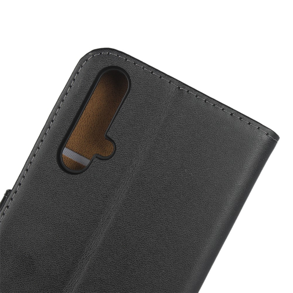 Genuine Leather Wallet Stand Mobile Phone Case for Huawei Honor 20 / nova 5T - Black-8