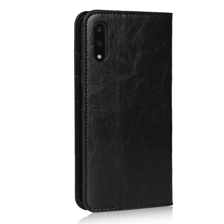 Genuine Leather Crazy Horse Texture Wallet Phone Case Cover for Huawei Honor 9X - Black-3