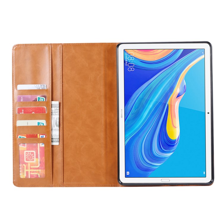 Auto-absorbed PU Leather Wallet Stand Tablet Cover Case for Huawei MediaPad M6 10.8-inch - Light Brown-4