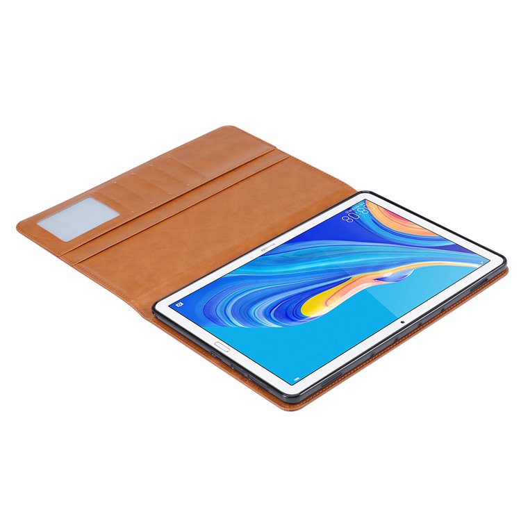 Auto-absorbed PU Leather Wallet Stand Tablet Cover Case for Huawei MediaPad M6 10.8-inch - Light Brown-6