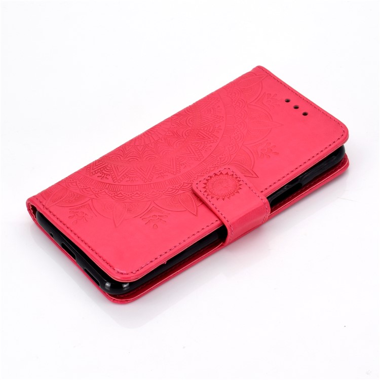 Imprint Mandala Flower Stand Wallet Leather Case for Huawei Honor 20 Pro - Red-7