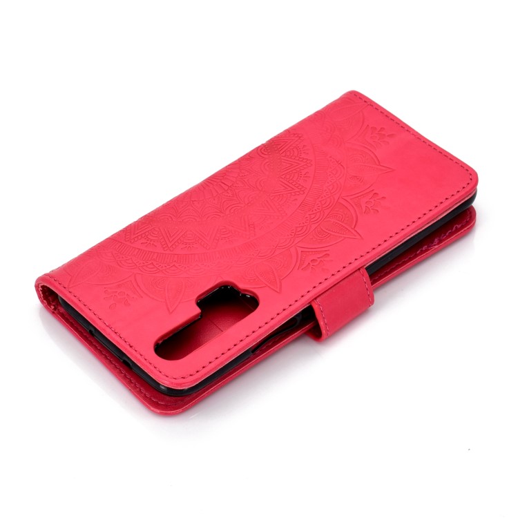 Imprint Mandala Flower Stand Wallet Leather Case for Huawei Honor 20 Pro - Red-8