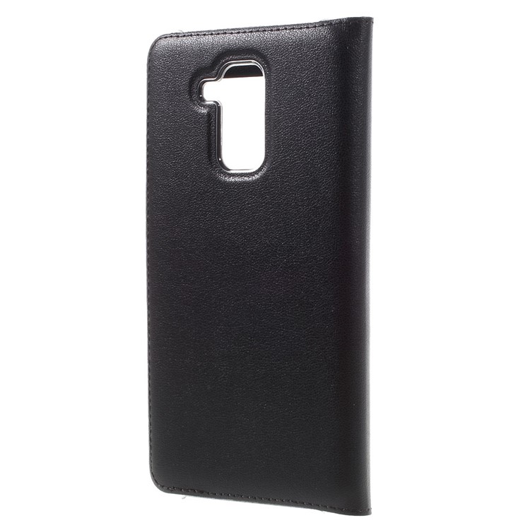 Plastic Dual Window Leather Flip Case for Huawei Honor 5c / GT3 - Black-2