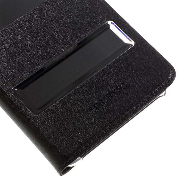 Plastic Dual Window Leather Flip Case for Huawei Honor 5c / GT3 - Black-4