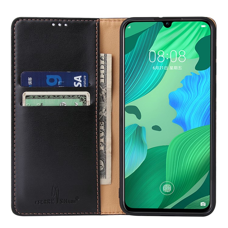 Leather Wallet Stand Flip Phone Case Shell for Huawei nova 5 / nova 5 Pro - Black-6