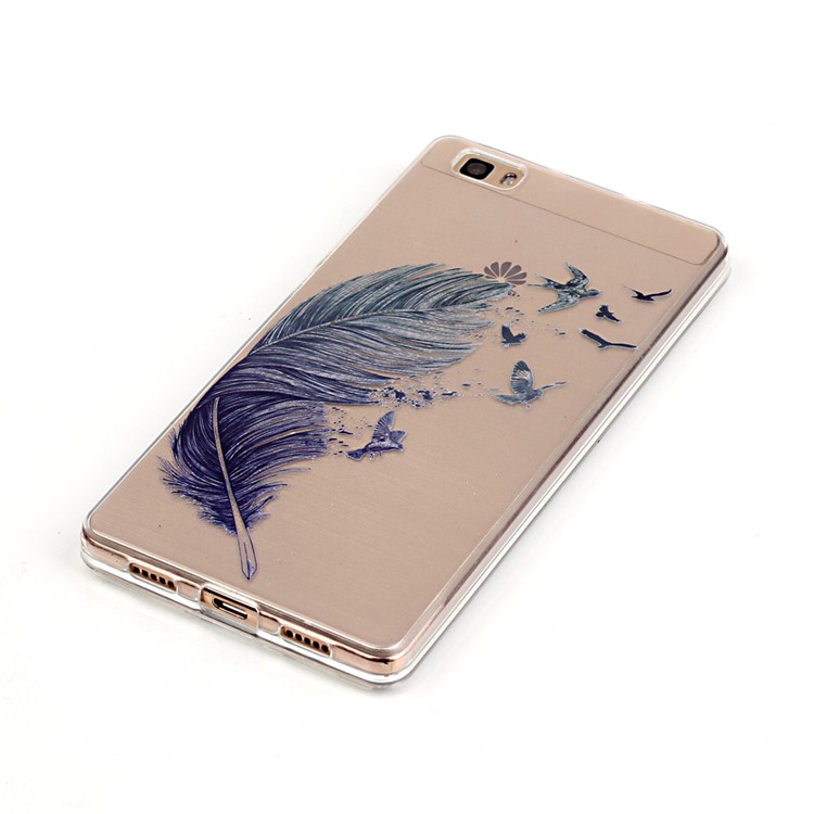 High Transparent TPU & IMD Skin Case for Huawei Ascend P8 Lite - Feather & Birds-3