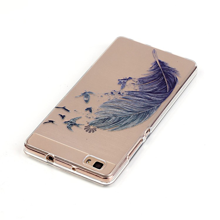 High Transparent TPU & IMD Skin Case for Huawei Ascend P8 Lite - Feather & Birds-4