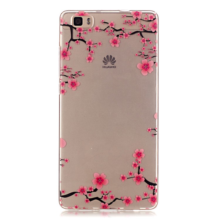 High Transparent IMD Skin TPU Shell for Huawei Ascend P8 Lite - Plum Blossom-2
