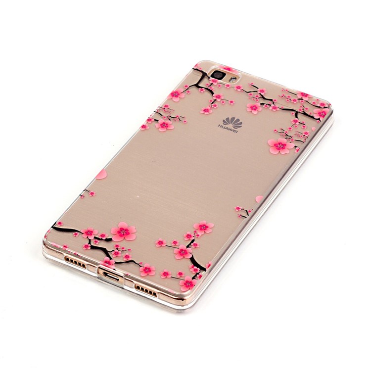 High Transparent IMD Skin TPU Shell for Huawei Ascend P8 Lite - Plum Blossom-3