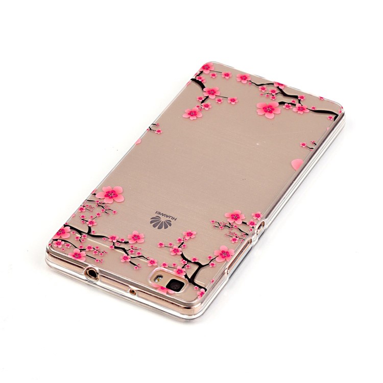 High Transparent IMD Skin TPU Shell for Huawei Ascend P8 Lite - Plum Blossom-4