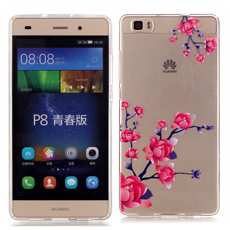 Super Clear Gel TPU & IMD Skin Case for Huawei Ascend P8 Lite - Blooming Flowers-1