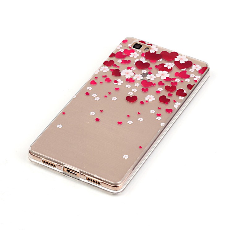 Super Clear Gel TPU & IMD Skin Cover for Huawei Ascend P8 Lite - Hearts and Flowers-3
