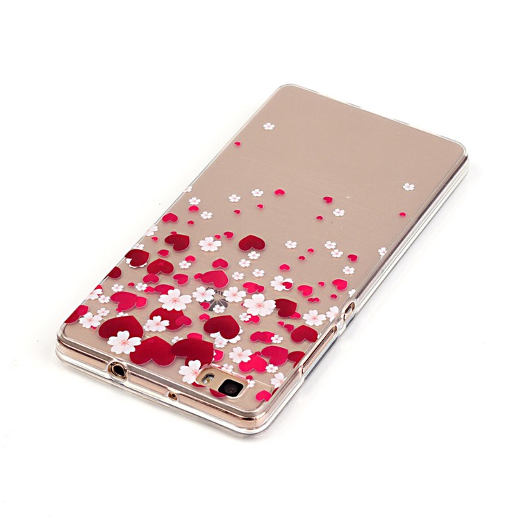 Super Clear Gel TPU & IMD Skin Cover for Huawei Ascend P8 Lite - Hearts and Flowers-4