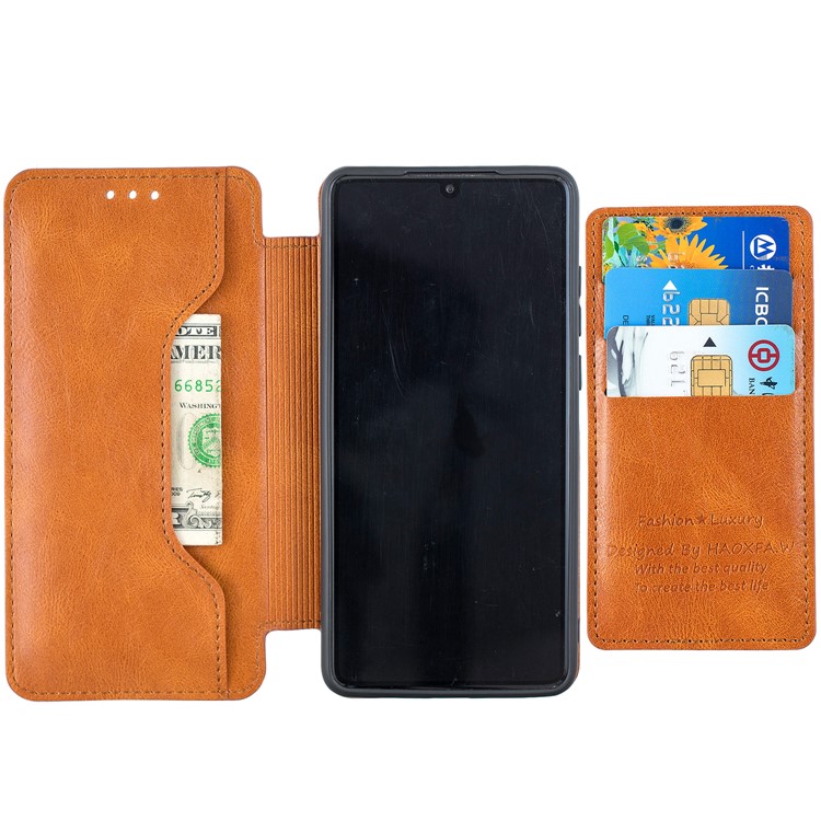 HAOXFA.W Removable Card Slots Flip Leather Wallet Phone Case for Huawei P30 - Brown-8