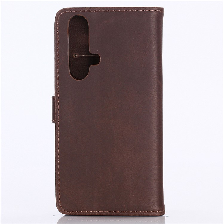 Crazy Horse Leather Wallet Phone Cover for Huawei nova 5 Pro/nova 5 - Coffee-3