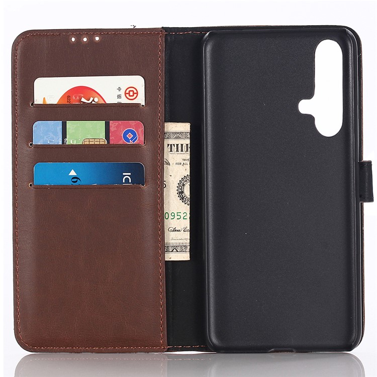 Crazy Horse Leather Wallet Phone Cover for Huawei nova 5 Pro/nova 5 - Coffee-4
